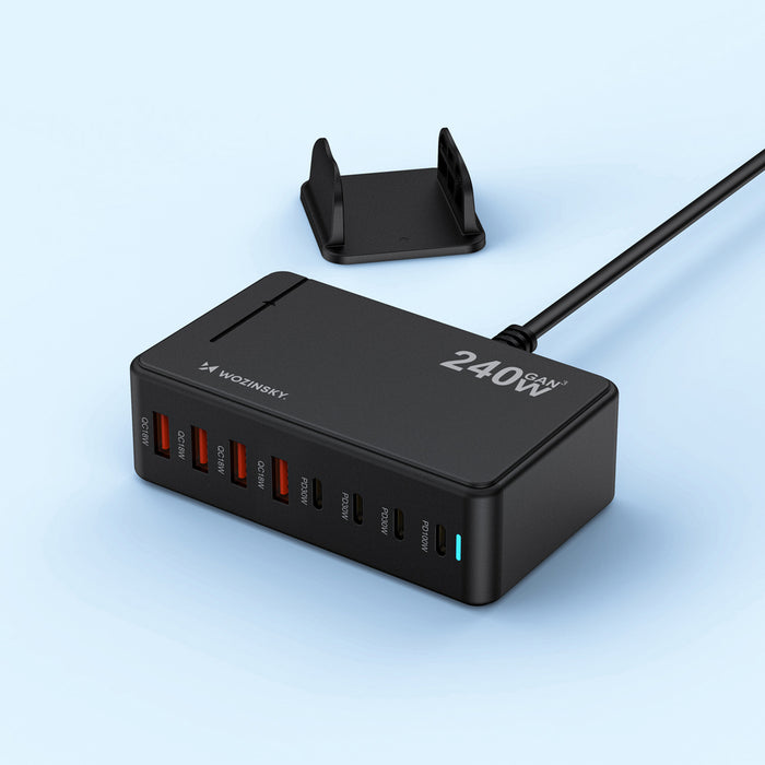 Зарядна станция Wozinsky 240W GaN QC3 - Черна