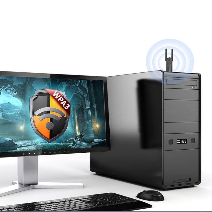 Wozinsky Двубандов безжичен USB 3.0 WiFi 6 адаптер - черен