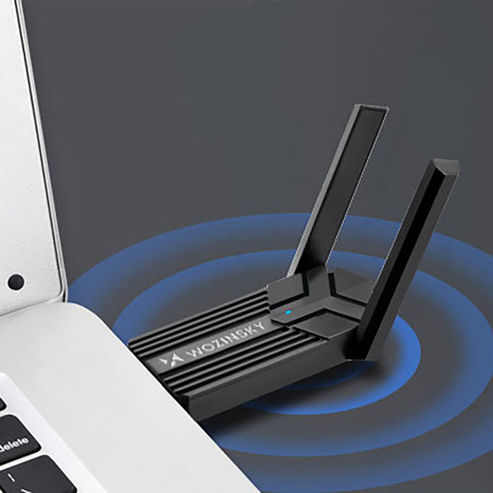 Wozinsky Двубандов безжичен USB 3.0 WiFi 6 адаптер - черен