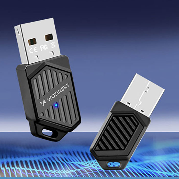 Wozinsky Двубандов USB Wi-Fi 6 адаптер с Bluetooth 5.4 - Черен