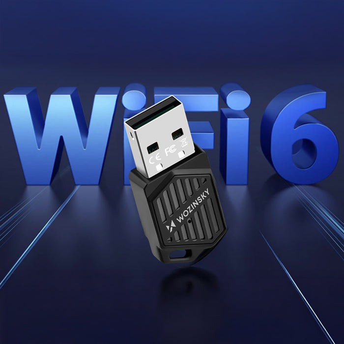 Wozinsky Двубандов USB Wi-Fi 6 адаптер с Bluetooth 5.4 - Черен