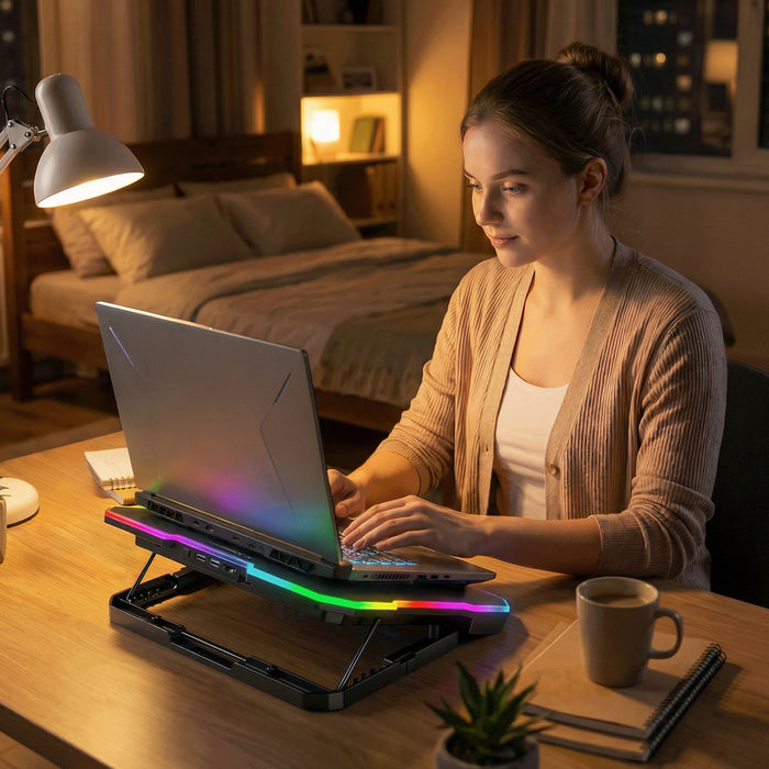 Охлаждаща подложка за лаптоп Wozinsky WDCX-A26 NitroCool RGB - черна