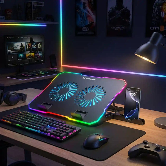 Охлаждаща подложка за лаптоп Wozinsky WDCX-A26 NitroCool RGB - черна
