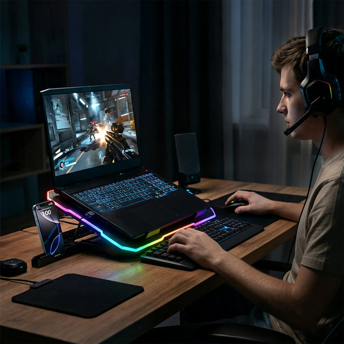 Охлаждаща подложка за лаптоп Wozinsky WDCX-A26 NitroCool RGB - черна
