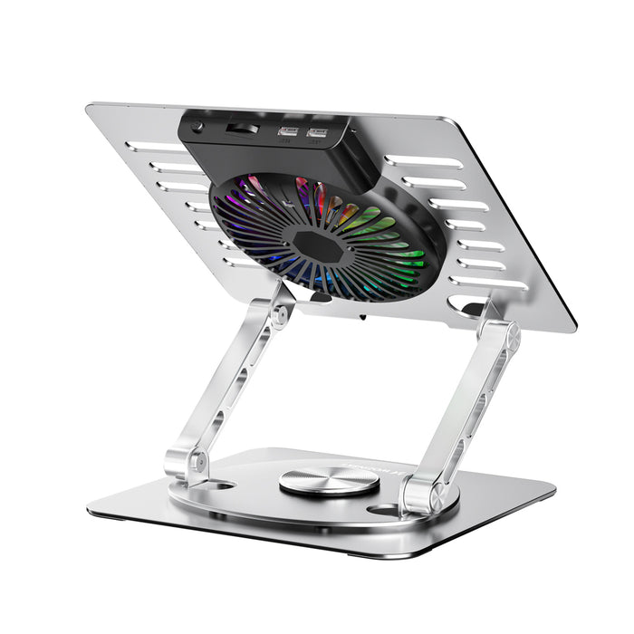 Wozinsky WDCX-X16-AS CoolBase RGB 360° охлаждаща стойка за лаптоп и таблет - сребриста