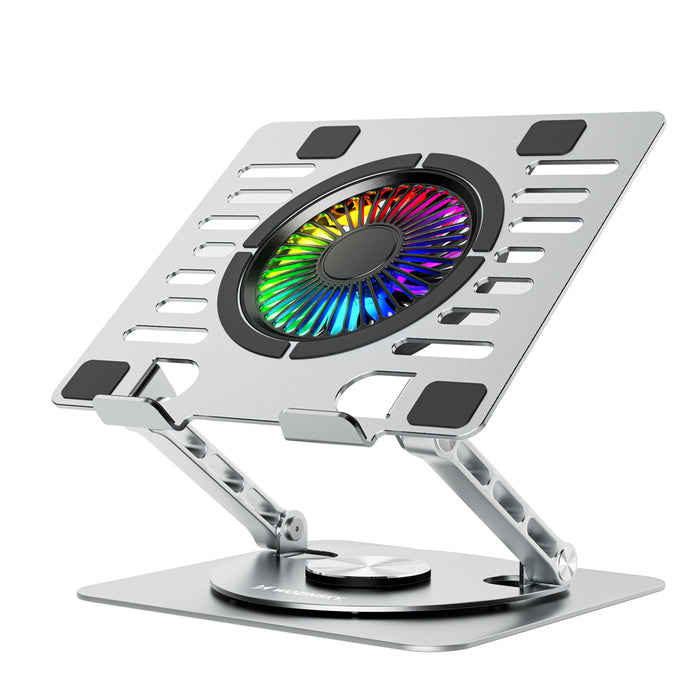 Wozinsky WDCX-X16-AS CoolBase RGB 360° охлаждаща стойка за лаптоп и таблет - сребриста