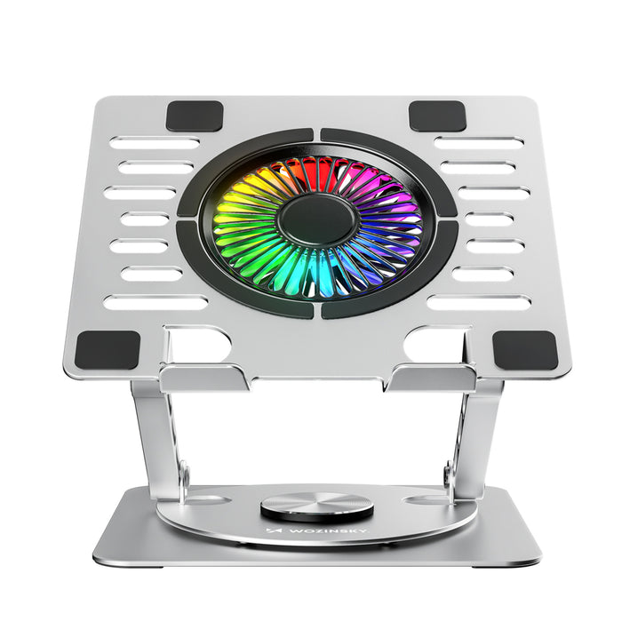 Wozinsky WDCX-X16-AS CoolBase RGB 360° охлаждаща стойка за лаптоп и таблет - сребриста