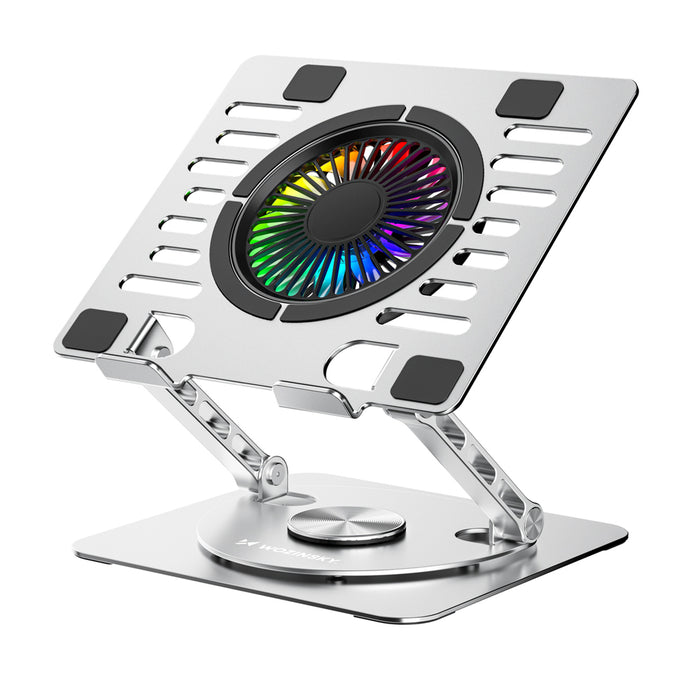 Wozinsky WDCX-X16-AS CoolBase RGB 360° охлаждаща стойка за лаптоп и таблет - сребриста