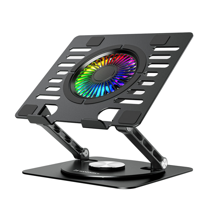 Wozinsky WDCX-X16-AS CoolBase RGB 360° охлаждаща стойка за лаптоп и таблет - черна