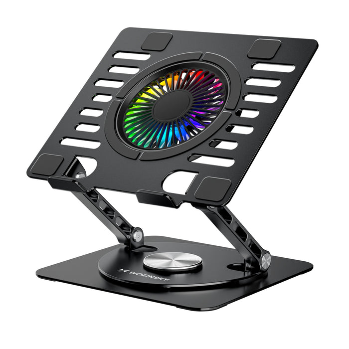 Wozinsky WDCX-X16-AS CoolBase RGB 360° охлаждаща стойка за лаптоп и таблет - черна