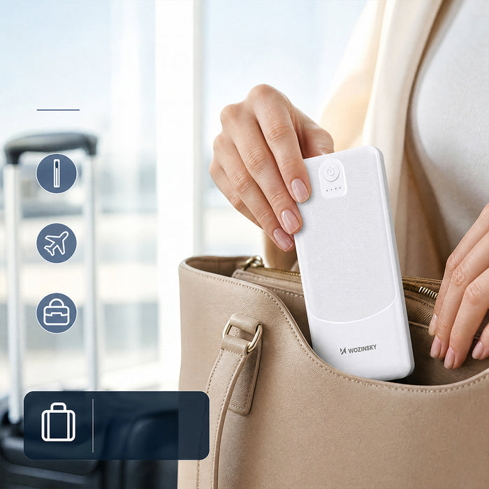 Външна батерия Wozinsky Wpower WPBBK-3 10000 mAh 10W 2x USB-A 2A - бяла