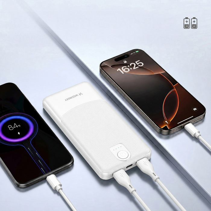 Външна батерия Wozinsky Wpower WPBBK-3 10000 mAh 10W 2x USB-A 2A - бяла