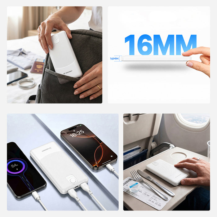 Външна батерия Wozinsky Wpower WPBBK-3 10000 mAh 10W 2x USB-A 2A - бяла