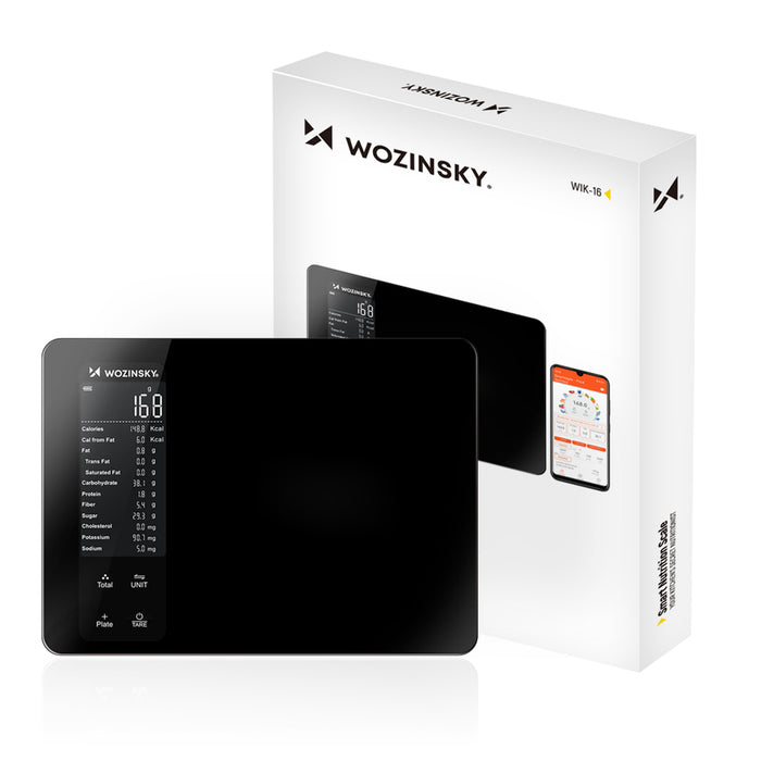 Wozinsky WIK-16 Умна кухненска везна с дигитален дисплей, Bluetooth приложение - черна