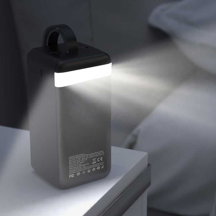Външна батерия Wozinsky W8-B 50000mAh 30W 2xUSB-A и 2xUSB-C и USB micro с фенерче - черна