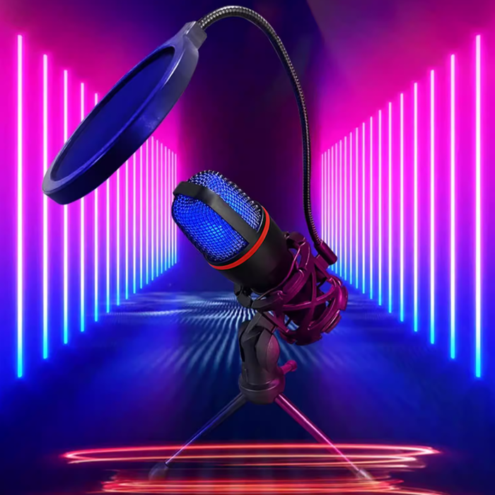 Wozinsky Studio Gaming USB компютърен микрофон с RGB стойка - черен