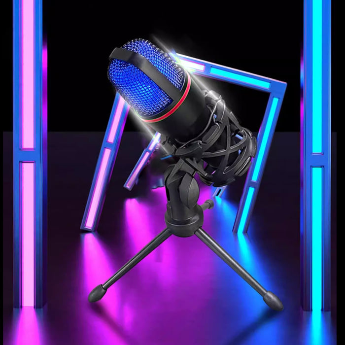 Wozinsky Studio Gaming USB компютърен микрофон с RGB стойка - черен