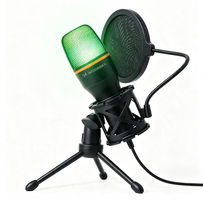 Wozinsky Studio Gaming USB компютърен микрофон с RGB стойка - черен