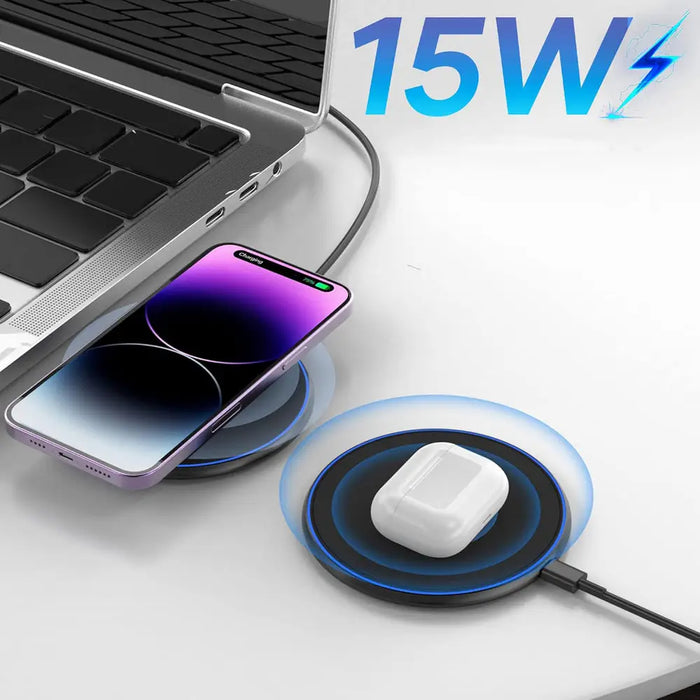 Wozinsky WLI-01Y 15W Qi индуктивно зарядно с USB-C кабел