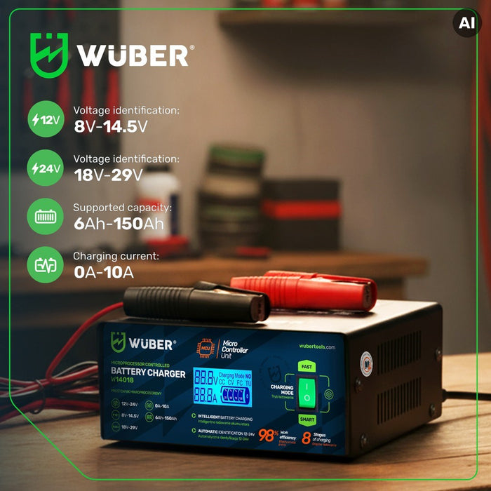 Самостоятелен микропроцесор 10A 6-150 Ah 2-24 V W14018 WUBER