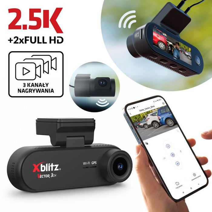 XBLITZ VECTOR 3CH 3-КАНАЛЕН DVR С КАМЕРА ЗА ЗАДНО ВИЖДАНЕ, Wi-Fi И GPS