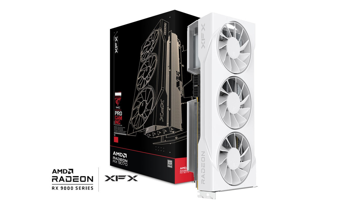 XFX Swift RX 9070GRE Бяла тривентилаторна 12GB видеокарта