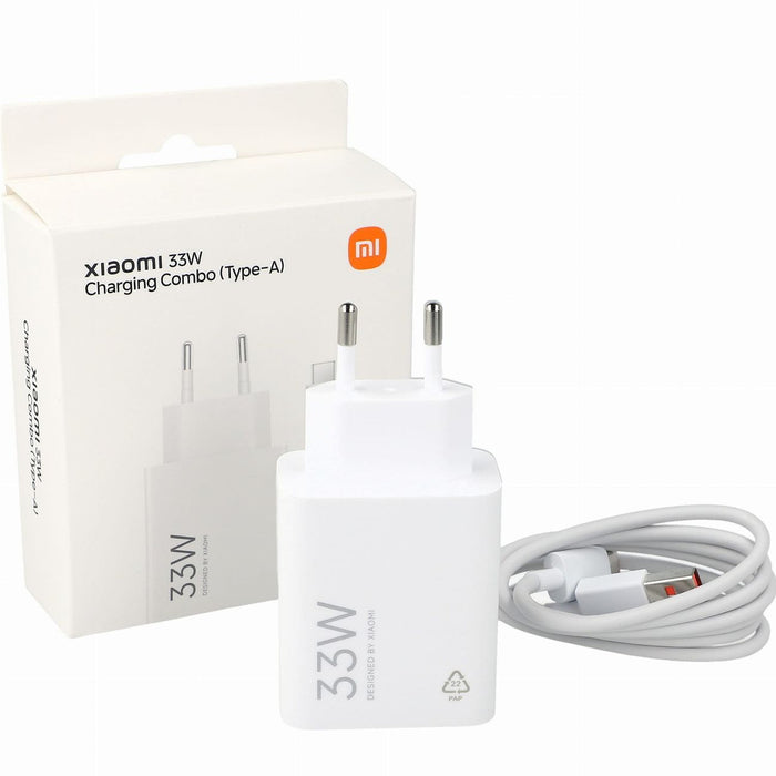 Xiaomi MDY-16-EF 1xUSB-A 33W стенно зарядно устройство с 3A USB-C кабел - бяло