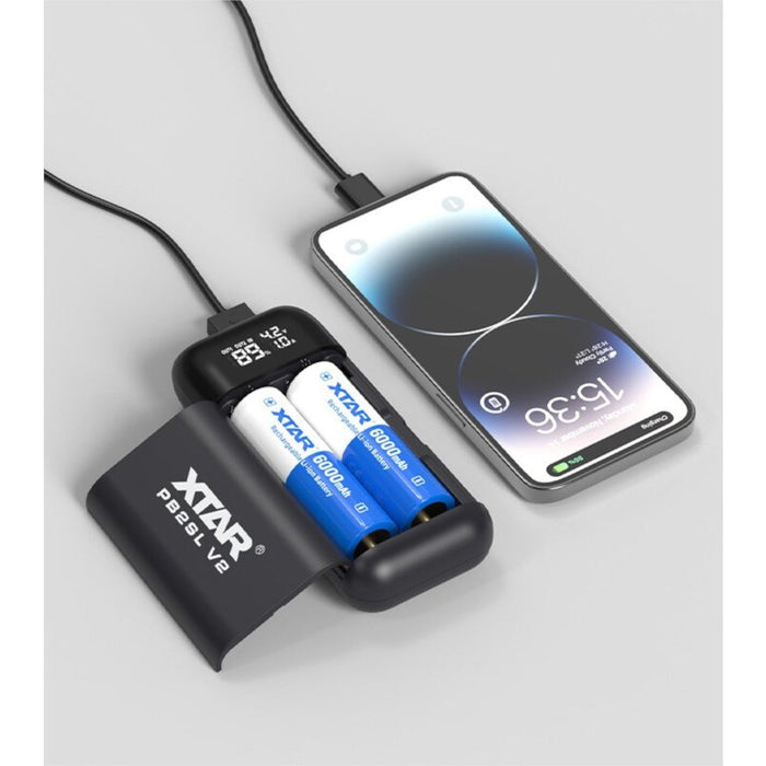 Зарядно устройство / Преносима батерия Powerbank за батерии Li-ion 18650 / 20700 / 21700 Xtar PB2SL V2 черно