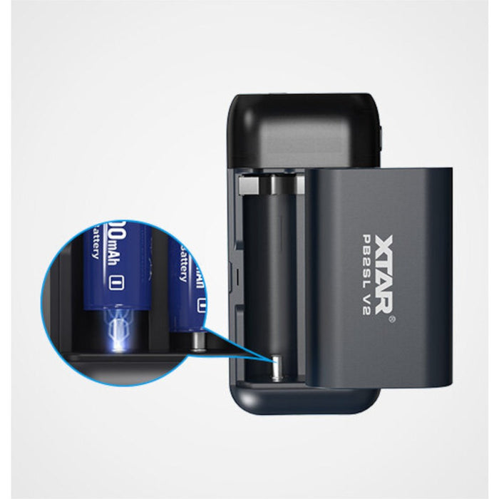 Зарядно устройство / Преносима батерия Powerbank за батерии Li-ion 18650 / 20700 / 21700 Xtar PB2SL V2 черно