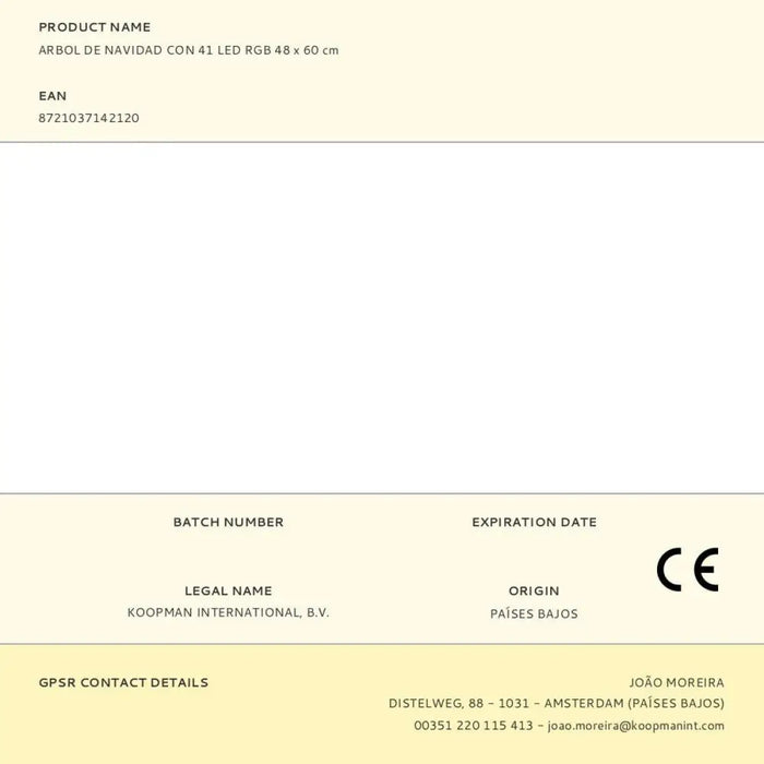 Ярка декорация BASIC & CO RGB Коледно дърво 48 x 60 cm