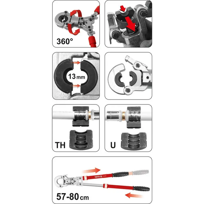 Yato YT-21735 Инструмент за кримпване Черен Червен