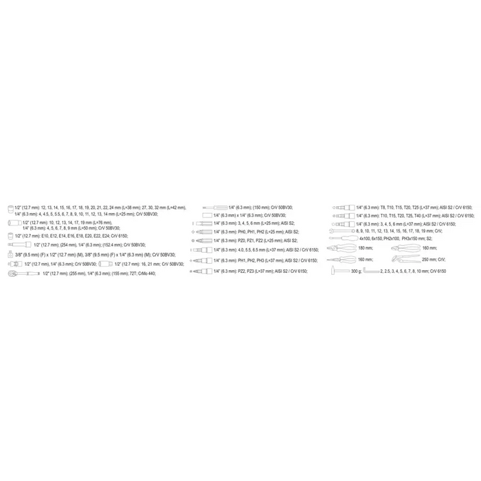 Yato YT-38901 Комплект инструменти XXL 1/4-1/2’’ 122 бр.