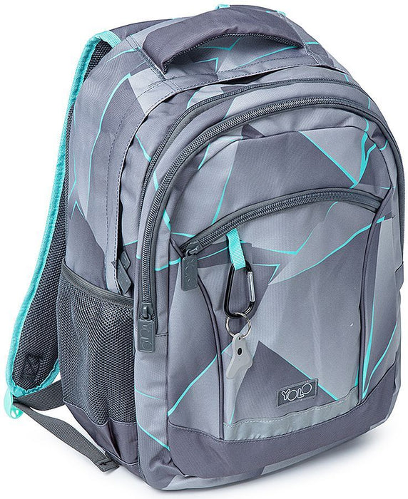 Ученическа раница YOLO Geometric - 2 в 1, със син кант
