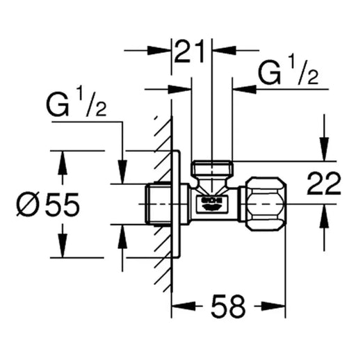 ЪГЛОВ КРАН 1/2Х1/2 GROHE 22032000