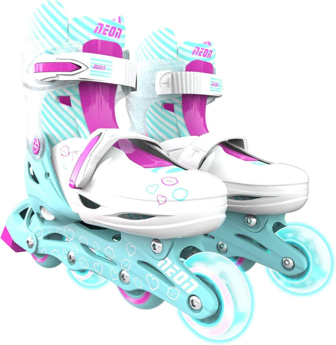Детски ролери 2 в 1 Yvolution - Neon Combo Skates, размер 30-33, синьо-зелено и розово