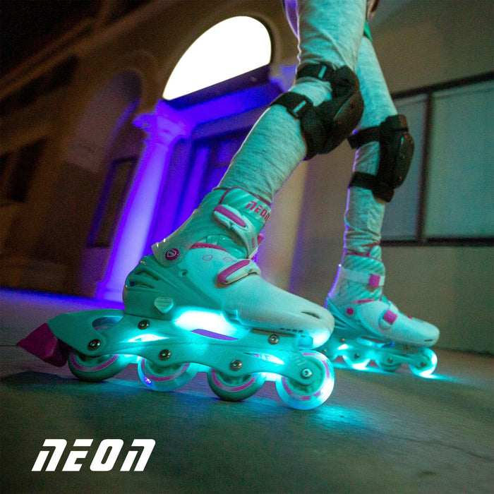 Детски ролери 2 в 1 Yvolution - Neon Combo Skates, размер 30-33, синьо-зелено и розово