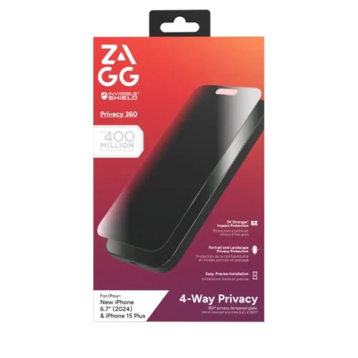 ZAGG InvisibleShield Glass Elite Privacy 360 за iPhone 15