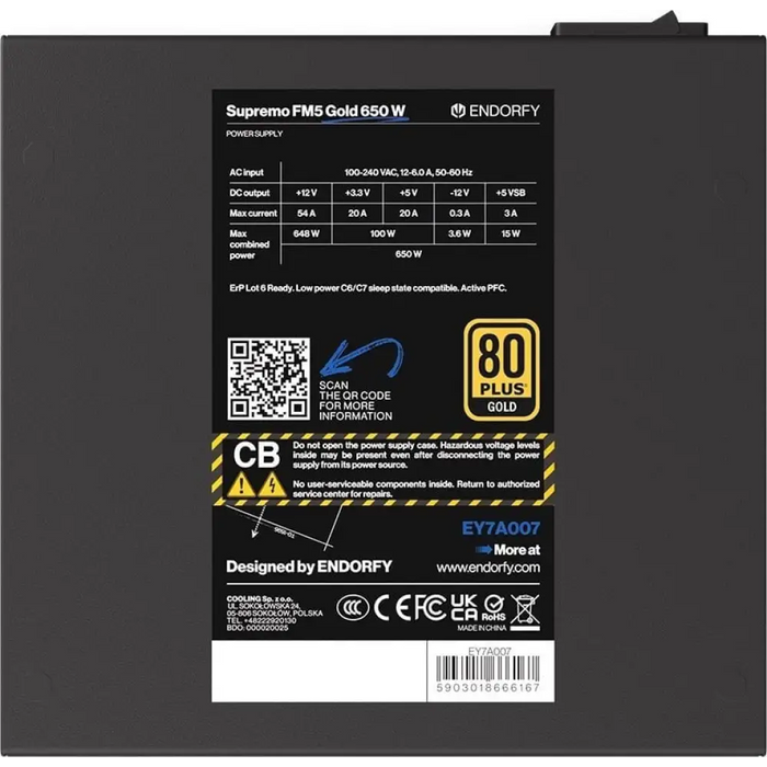 Захранване Endorfy Supremo FM5 Gold 650W (EY7A007)