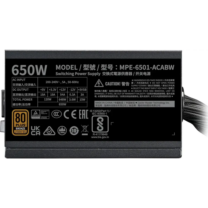 Захранване Cooler Master MPE-6501-ACABW-3BEU ATX 650 W 80