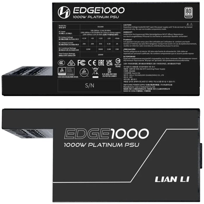 Захранващ блок Lian Li EDGE EG1000 Black 1000W 80+ Platinum