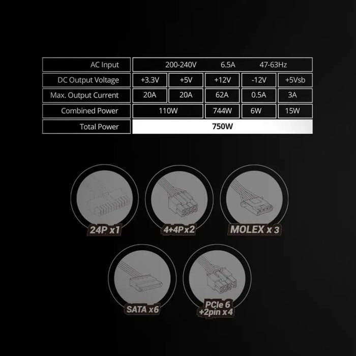 Захранване Mars Gaming MPZE750SIM ATX 750 W 80 Plus Silver