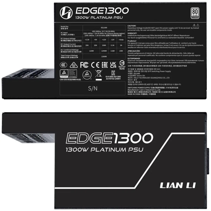 Захранващ блок Lian Li EDGE EG1300 Black 1300W 80+ Platinum