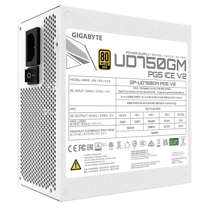 Захранващ блок Gigabyte UD750GM PG5 ICE 750W 80+ Gold PCIe