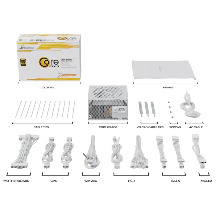 Захранващ блок Seasonic CORE GX White 850W 80+ Gold Fully
