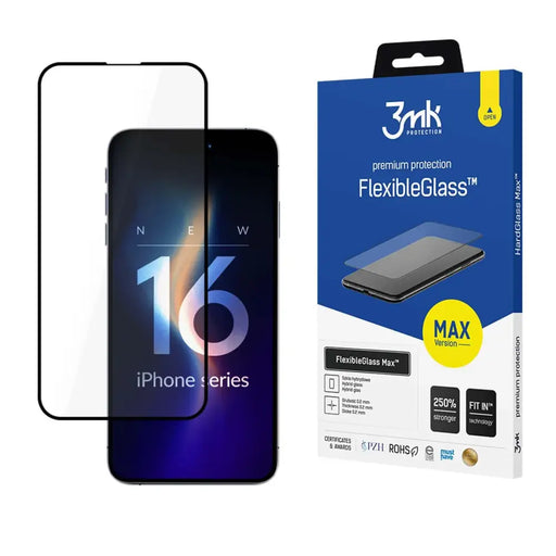 Закалено стъкло 3mk FlexibleGlass Max с черна рамка