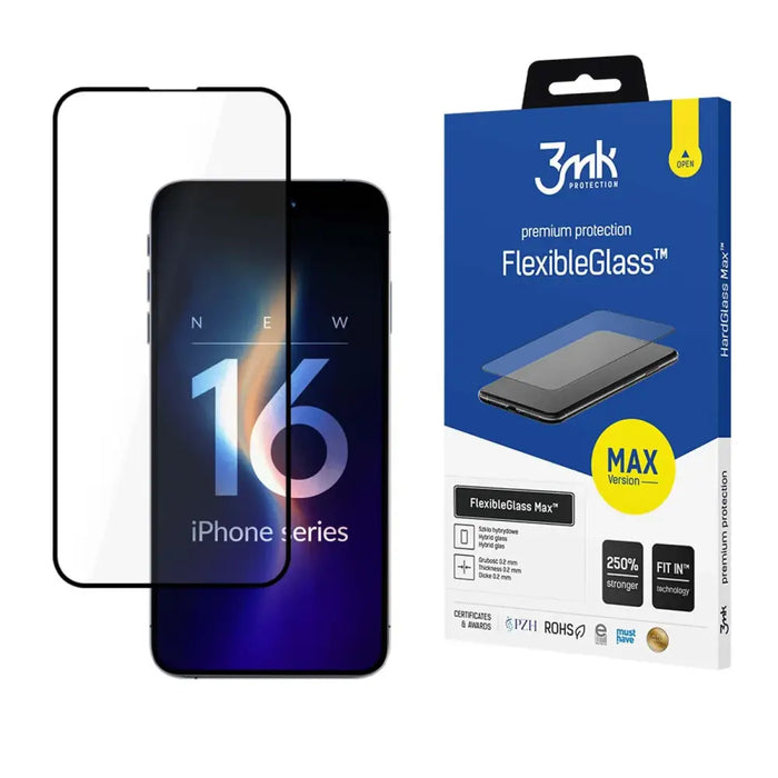 Закалено стъкло 3mk FlexibleGlass Max с черна рамка