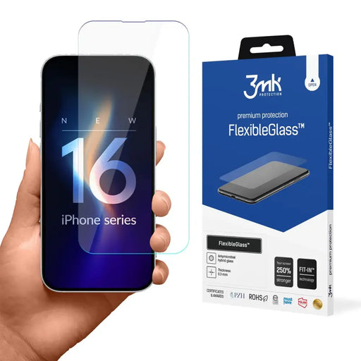Закалено стъкло 3mk FlexibleGlass за iPhone 16 Plus