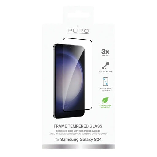 Закалено стъкло Puro Frame с черна рамка за Samsung Galaxy