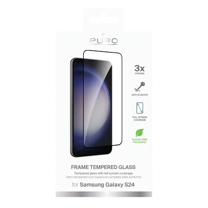 Закалено стъкло Puro Frame с черна рамка за Samsung Galaxy