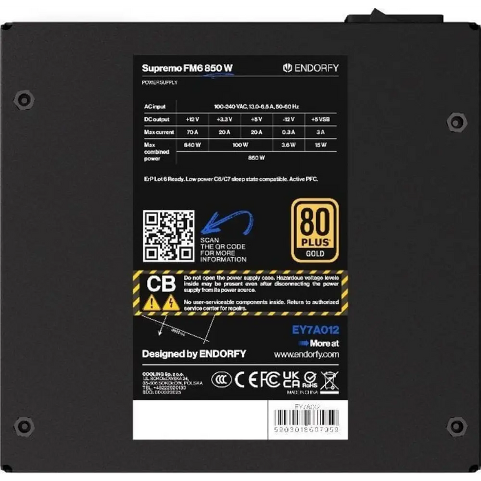 Захранващ блок Endorfy Supremo FM6 850W 80+ Gold PCIe 5.1
